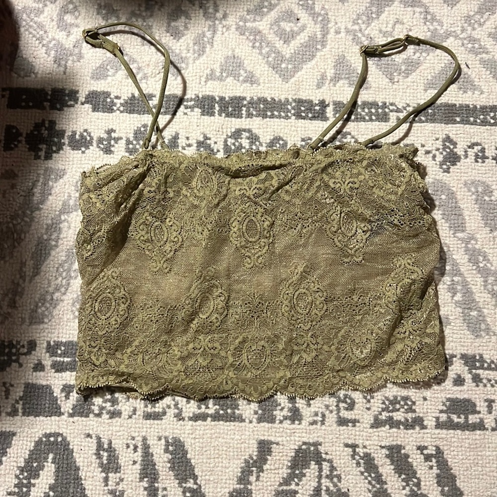 Olive green lace bralette / bra size small